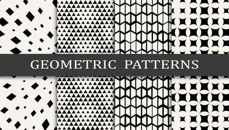 Set of geometric seamless patterns. Abstract memphis style graphic design pattern. Seamless memphis style pattern.のイラスト素材
