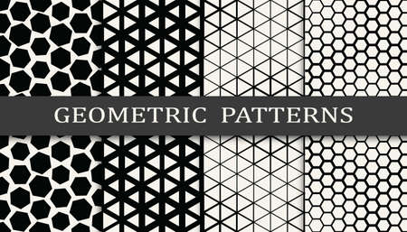 Set of geometric seamless patterns. Abstract memphis style graphic design pattern. Seamless memphis style pattern.のイラスト素材