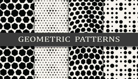 Set of geometric seamless patterns. Abstract memphis style graphic design pattern. Seamless memphis style pattern.のイラスト素材