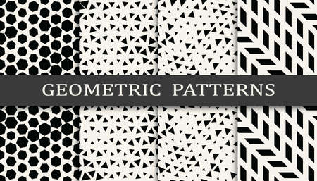 Set of geometric seamless patterns. Abstract memphis style graphic design pattern. Seamless memphis style pattern.のイラスト素材