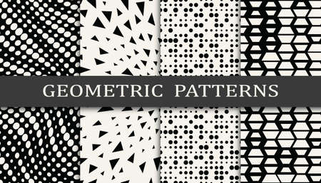 Set of geometric seamless patterns. Abstract memphis style graphic design pattern. Seamless memphis style pattern.のイラスト素材
