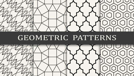 Set of geometric seamless patterns. Abstract geometric graphic design simple pattern. Seamless geometric lines pattern.のイラスト素材