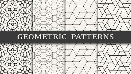 Set of geometric seamless patterns. Abstract geometric graphic design simple pattern. Seamless geometric lines pattern.のイラスト素材