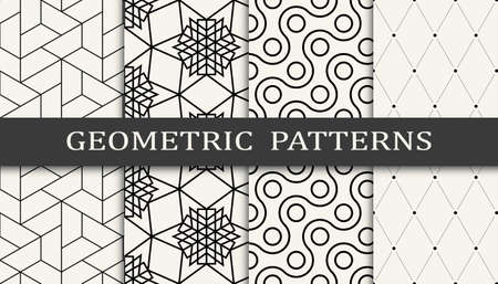 Set of geometric seamless patterns. Abstract geometric graphic design simple pattern. Seamless geometric lines pattern.のイラスト素材