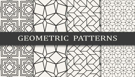 Set of geometric seamless patterns. Abstract geometric graphic design simple pattern. Seamless geometric lines pattern.のイラスト素材