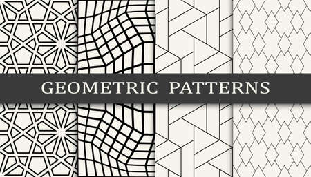 Set of geometric seamless patterns. Abstract geometric graphic design simple pattern. Seamless geometric lines pattern.のイラスト素材