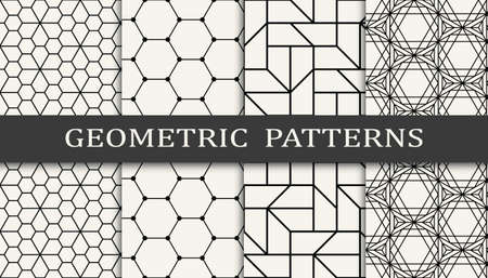 Set of geometric seamless patterns. Abstract geometric graphic design simple pattern. Seamless geometric lines pattern.のイラスト素材