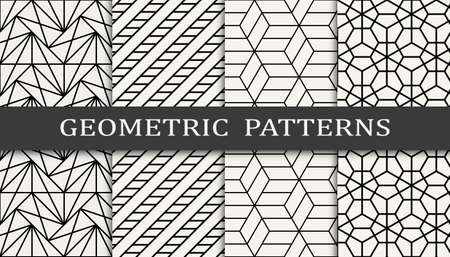 Set of geometric seamless patterns. Abstract geometric graphic design simple pattern. Seamless geometric lines pattern.のイラスト素材