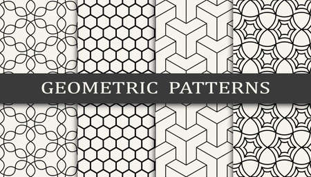 Set of geometric seamless patterns. Abstract geometric graphic design simple pattern. Seamless geometric lines pattern.のイラスト素材