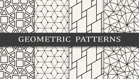 Set of geometric seamless patterns. Abstract geometric graphic design simple pattern. Seamless geometric lines pattern.のイラスト素材