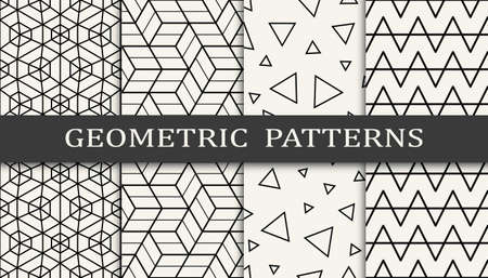 Set of geometric seamless patterns. Abstract geometric graphic design simple pattern. Seamless geometric lines pattern.のイラスト素材