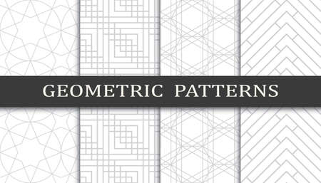 Set of geometric seamless patterns. Abstract geometric graphic design print pattern. Seamless geometric gray lines pattern.のイラスト素材