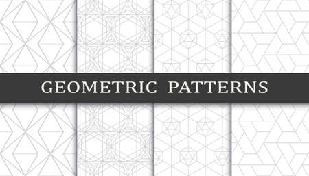 Set of geometric seamless patterns. Abstract geometric graphic design print pattern. Seamless geometric gray lines pattern.のイラスト素材