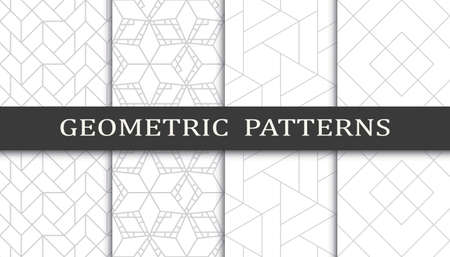Set of geometric seamless patterns. Abstract geometric graphic design print pattern. Seamless geometric gray lines pattern.のイラスト素材