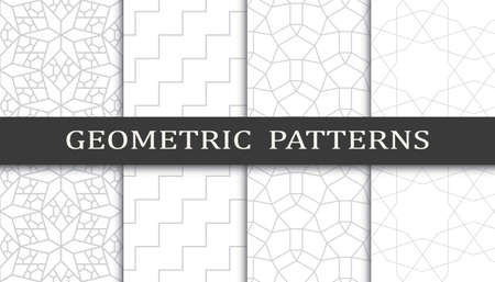 Set of geometric seamless patterns. Abstract geometric graphic design print pattern. Seamless geometric gray lines pattern.のイラスト素材