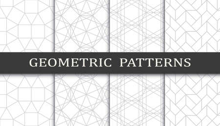 Set of geometric seamless patterns. Abstract geometric graphic design print pattern. Seamless geometric gray lines pattern.のイラスト素材