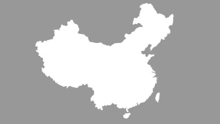 The China land is white color on gray background with paths selection.China map.Map of China on isolated background.の写真素材