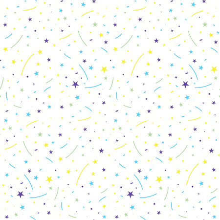 Colorful abstract confetti seamless pattern. Pop art fashion festival abstract background in memphis styleのイラスト素材
