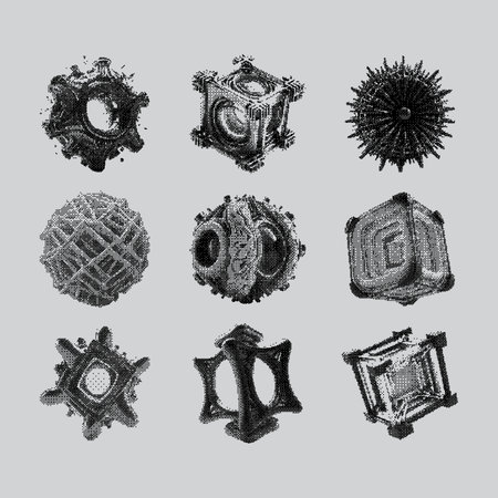 Vector set of hand-drawn monochromatic frames. Black and white.のイラスト素材