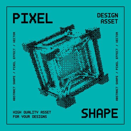 Abstract shape with bitmap dither effect. Abstract halftone background. Halftone effect. Vector halftone texture.のイラスト素材