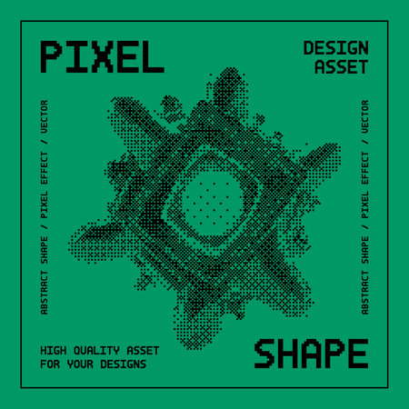 Abstract shape with bitmap dither effect. Abstract background with halftone dots. Vector illustration. Eps10のイラスト素材