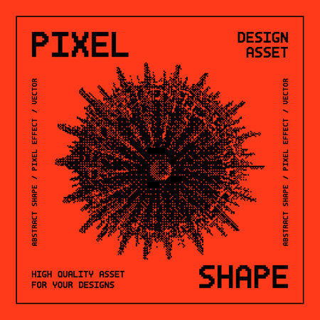 Abstract shape with bitmap dither effect. Abstract background with halftone effect. Vector illustration for your design.のイラスト素材