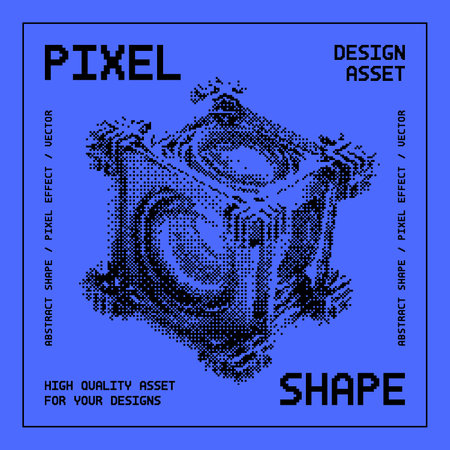 Abstract shape with bitmap dither effect. Halftone vector. Halftone dots background. Halftone effect vector. Halftone dots texture.のイラスト素材