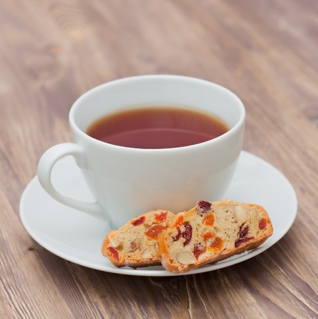Biscotti with cranderries, apricots and almond. Italian pastries.の写真素材