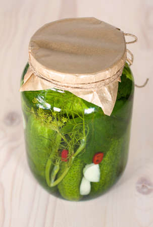 Homemade preserves, wooden backgroundの写真素材