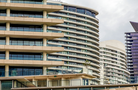 Closeup photos of dense apartmentsの写真素材