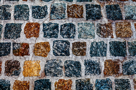 Running water over square stone pavingの写真素材