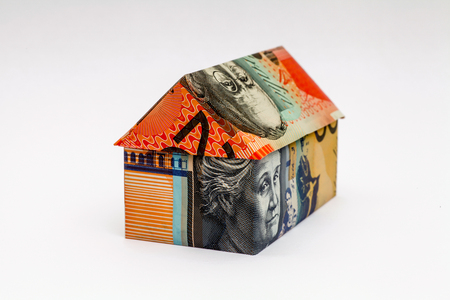 Origami house made with Australian Notesの写真素材