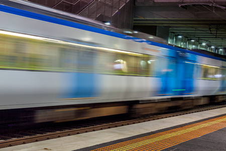 Melbourne Metro train Leaving stationの写真素材