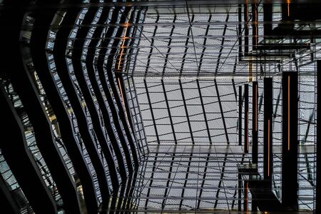 Glass canopy of a large modern buildingの写真素材