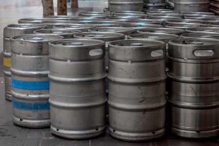 Large Amount of Empty Beer kegs after a long weekendの写真素材