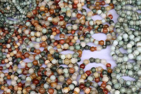 Necklace made of colorful beads for sale in marketの写真素材