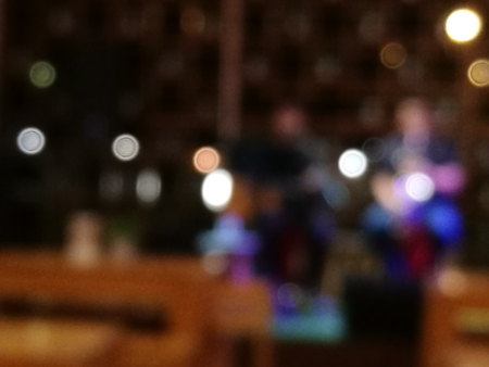 Blurred singer and musician in restaurant backgroundの写真素材
