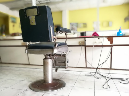 Barber Chair In Thailand. Barbershop Interior blur backgroundの写真素材