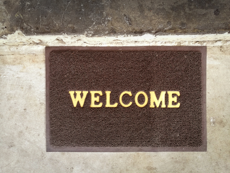 Welcome carpet gray color on old cement floor vintage backgroundの写真素材