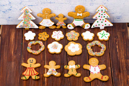Cookies little men on a wooden table
