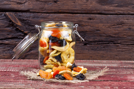 Dried fruits in a glassware on a table