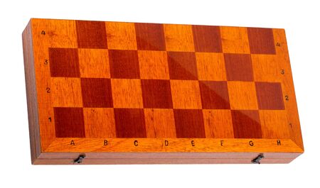 Wooden chessboard on white background