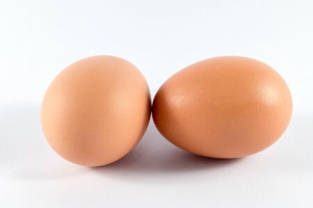 Two eggs Isolated on white backgroundの写真素材