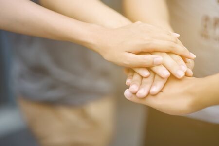 Teamwork togetherness collaboration, business teamwork concept. Concept of teamwork, Close-Up of...