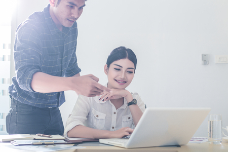 Business people meeting time working with new startup project. Idea presentation, analyze plans. Businessman and team talking and briefing of business plan and strategyの写真素材
