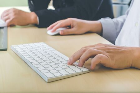 Business people meeting time working with new startup project. Idea presentation, analyze plans. Businessman and team talking and briefing of business plan and strategyの写真素材