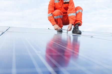 Engineers are checking the electrical system. Selective focus. Engineers and executives are...