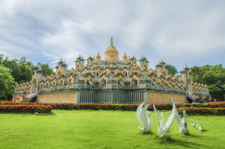Sandstone Pagoda in Pa Kung Temple at Roi Et of Thailandの写真素材