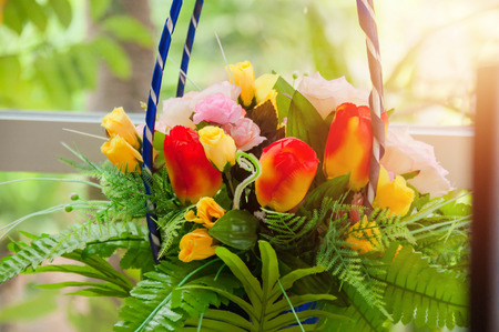 Colorful dry flower ikebana for funerals. Close up patternの写真素材