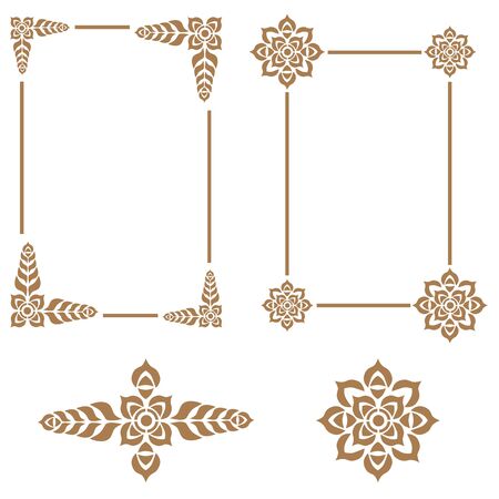 Vintage vector Set. Floral elements for design of monograms, invitations, frames, menus, labels and websites. Graphic elements for design of catalogs and brochures of cafes, boutiquesのイラスト素材